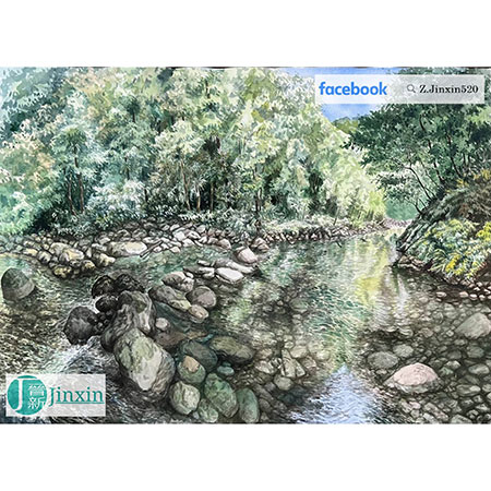 Tableau Aquarelle Paysage - 3 of Gupoliao Creek