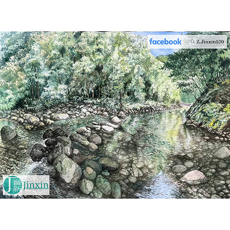 Aquarel landschap schilderij - 3 of Gupoliao Creek
